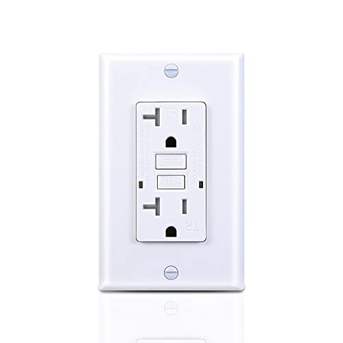 GFCI Outlet Receptacle White – 20 Amp/125 Volts Weather and Tamper Resistant GFCI Outlet Pack of 1 – Self Test Function with LED Indicator – UL/cUL Listed Wall Plate – Indoor or Outdoor Use