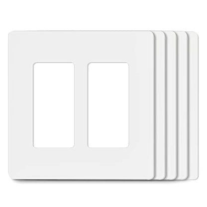 2-Gang Screw less Decorative Wall Plates - Child Safe Outlet Cover Size -Outlet Cover for Light Switch- Face plate Cover for Decorator Receptacle Outlet Switch - UL Listed(pack of 10)