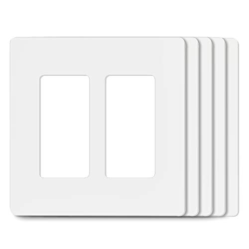 2-Gang Screw less Decorative Wall Plates - Child Safe Outlet Cover Size -Outlet Cover for Light Switch - Face plate Cover for Decorator Receptacle Outlet Switch - UL Listed (pack of 100)