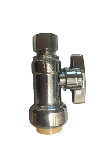 5/8" Quick connect x 3/8" Comp Water Supply Valve - 1/4 Turn, Straight, Water Valve Shut Off, PEX, Copper (pack of 1)