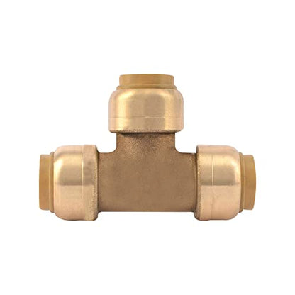 3/4 Inch Push Fit Plumbing Tee - Push-to-Connect Plumbing Fittings - Straight/Elbow/Tee Plumbing Fitting with 3/4" Disconnect Clip - Push fit Fittings for Copper Copper, PEX, CPVC Pipe - Pack of 1