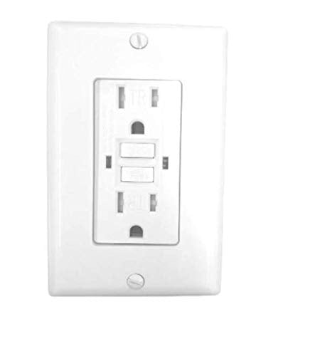 GFCI Outlet Receptacle White – 15 Amp/125 Volts Tamper Resistant GFCI Outlet Pack of 1 – Self Test Function with LED Indicator – UL/cUL Listed Wall Plate and Screws Included – Indoor or Outdoor Use