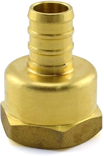 Pack of 10 1/2 Inch PEX to 1/2 Inch NPT Female Thread Pipe Fitting Lead-Free Brass Barb Crimp Pipe Straight Coupling Adapter