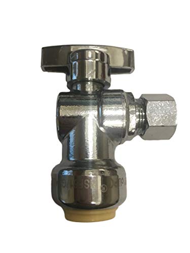 5/8" Quick connect x 3/8" Comp Water Supply Valve - 1/4 Turn, Angle, Water Valve Shut Off, PEX, Copper (pack of 1)