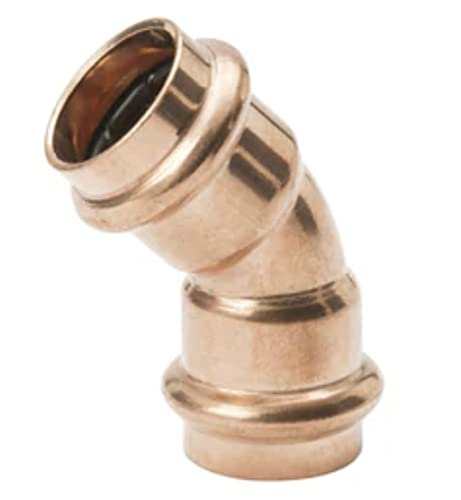 ProPress Fitting Plumbing Zero Lead Copper 45-Degree Elbow with 1-Inch P x P, 1", Pressure Copper Fittings with Propress Press Copper Pipe Connection for Residential, Commercial (10)