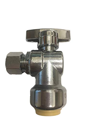 5/8" Quick connect x 3/8" Comp Water Supply Valve - 1/4 Turn, Angle, Water Valve Shut Off, PEX, Copper (pack of 1)