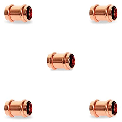 Copper Propress Fitting Zero Lead Copper Coupling with Stop 1" Press x Press, Straight Coupling 1"