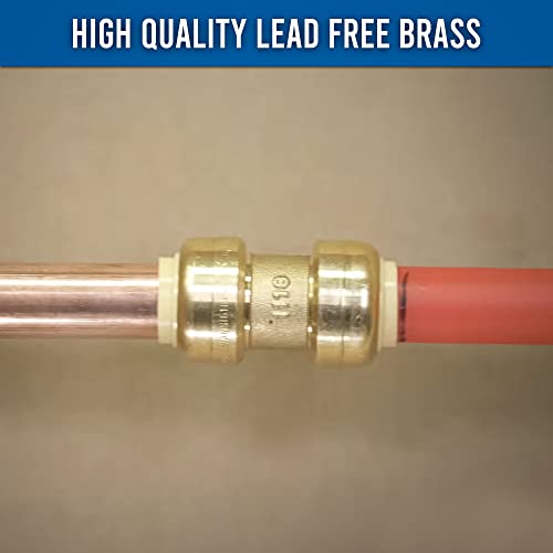 1/2" x 1/2" Inch Pushfit Straight Coupling, PEX Brass Push-fit Coupling, Straight Coupling Push-Fit Fitting to Connect Pex, Push-to-Connect Plumbing Fittings for PEX, Copper, CPVC - Pack of 10