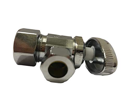5/8" Comp x 3/8" Comp Water Supply Valve - Multi Turn, Angle, Water Valve Shut Off, PEX, Copper (pack of 1)