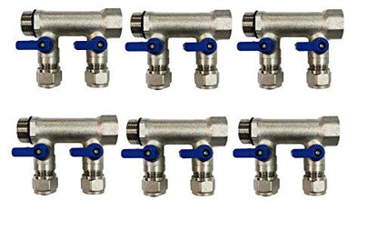 12 Loop Plumbing Manifold w/ 1" trunk & 1/2" pex ball valves, blue handle