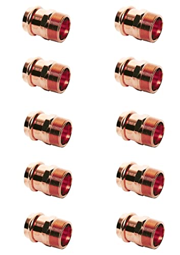 ProPress Fitting Adapter with Male – 3/4 by 3/4 P x Male NPT Zero Lead Copper Plumbing Tool Pack of 10 – Durable & Easy Pipe Connection for Residential and Commercial