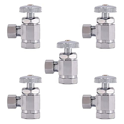 1/2" SWEAT x 3/8" Comp Water Supply Valve - Multi Turn, Angle, Water Valve Shut Off, PEX, Copper (pack of 5)