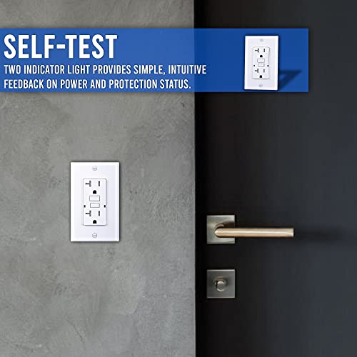 GFCI Outlet Receptacle White – 15 Amp/125 Volts Tamper Resistant GFCI Outlet Pack of 5 – Self Test Function with LED Indicator – UL/cUL Listed Wall Plate and Screws Included – Indoor or Outdoor Use