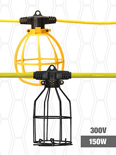 Southwire 7145SW Temporary String Light, 14/2 SJTW, 15-Amp Standard, Plastic Guard, Without Plug & Connector, 100-Foot,yellow