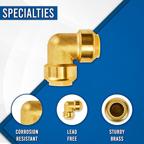 3/4” Push fit 90 Degree Elbow - Shark bites Plumbing Fittings 3/4” - PEX Fitting 3/4" 90 Degree Elbow - Push-to-Connect Plumbing Fitting - For PEX, Copper, CPVC - Pack of 20