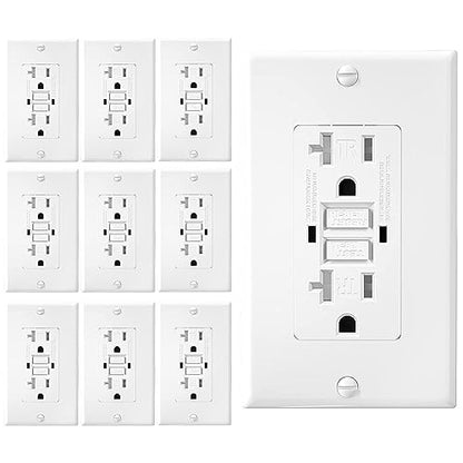 20 Amp Tamper Weather Resistant WTR GFCI LED outlet w/Wallplate UL2015 (Pack of 10)