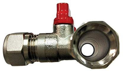 5 Loop Plumbing Manifold w/ 1" trunk & 1/2" pex ball valves, red handle