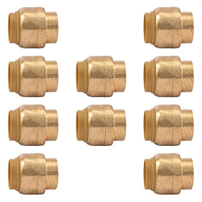 1/2-Inch Push Fit End Cap, Push-to-Connect Plumbing Fitting, Stop End Copper Fittings, Brass Plumbing Fittings, Push-fit Stop Ends For PEX, CPVC and PE-RT Pipes  - Pack of 10