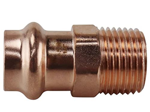 ProPress Fitting Adapter with Male – 1/2 by 1/2 P x Male NPT Zero Lead Copper Plumbing Tool Pack of 10 – Durable & Easy Pipe Connection for Residential and Commercial