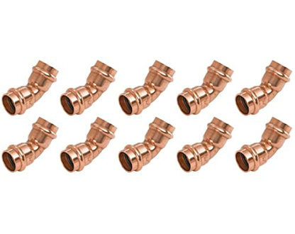 ProPress Fitting Plumbing Zero Lead Copper 45-Degree Elbow with 3/4 -Inch P x P, 3/4 ", Pressure Copper Fittings with Propress Press Copper Pipe Connection for Residential, Commercial