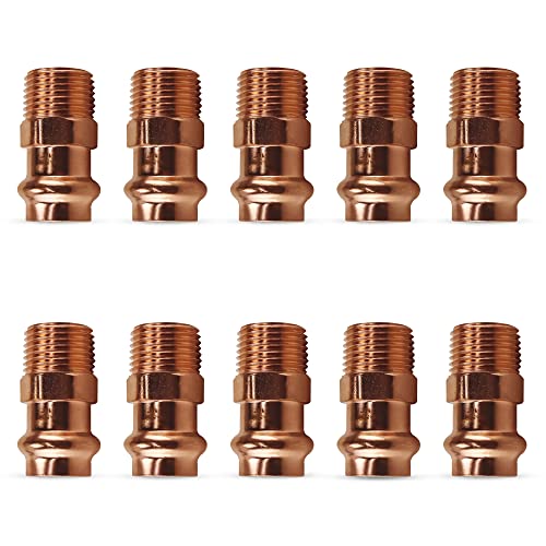 ProPress Fitting Adapter with Male – 3/4 by 3/4 P x Male NPT Zero Lead Copper Plumbing Tool – Durable & Easy Pipe Connection for Residential and Commercial (10)