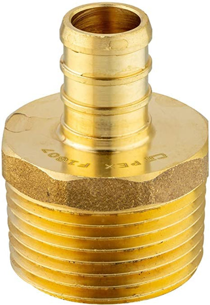 Pack of 10 Pex 1/2 Inch x 1/2 Inch NPT Male Adapter Brass Crimp Fitting