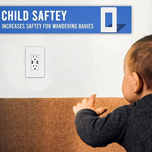 1-Gang Screw less Decorative Wall Plates - Child Safe Outlet Cover Size -Outlet Cover for Light Switch- Face plate Cover for Decorator Receptacle Outlet Switch - UL Listed (pack of 10)
