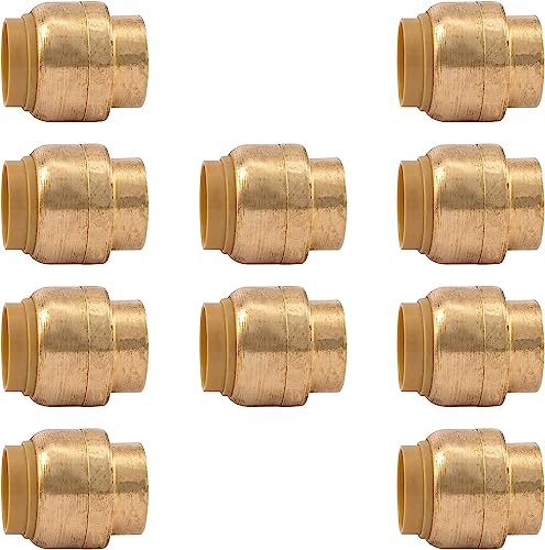 3/4 -Inch Push Fit End Cap, Push-to-Connect Plumbing Fitting, Stop End Copper Fittings, Brass Plumbing Fittings, Push-fit Stop Ends For PEX, CPVC and PE-RT Pipes  - Pack of 10