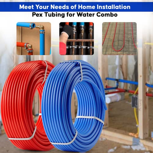 PEX Tubing -2 Rolls of PEX Tubing- 1/2 Inch X 50 ft Blue and Red PEX Pipe - Non-Barrier Radiant Heating PEX Plumbing - For Cold and Hot Water Tubing
