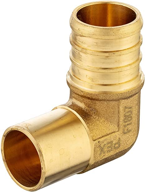 Pack of 10 3/4" Pex x 1/2" Male Sweat 90 Degree Elbow Copper Adapter, Lead Free