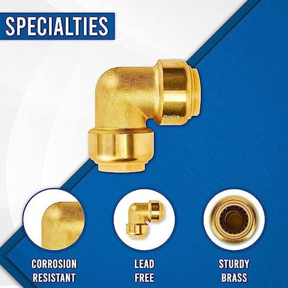 3/4” Push fit 90 Degree Elbow - Shark bites Plumbing Fittings 3/4” - PEX Fitting 3/4" 90 Degree Elbow - Push-to-Connect Plumbing Fitting - For PEX, Copper, CPVC - Pack of 5
