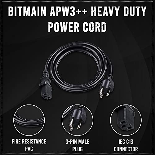 10 pcs BITMAIN APW3++ Heavy Duty 220v Power Cord (6FT) for Every BITMAIN PSU and GPU