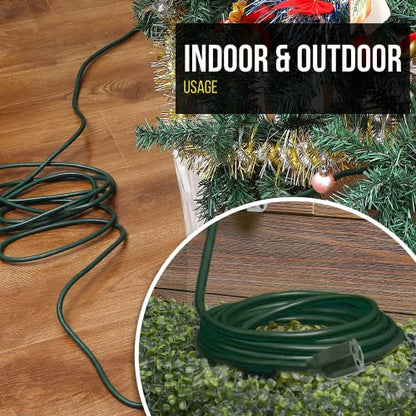 25 Foot Extension Cord Outdoor Indoor Single 16/3 SJTW 25 Foot Heavy Duty Extension Cable with 3 Prong Grounded Plug - Great for Halloween and Christmas Outdoor Decorations 25 Foot